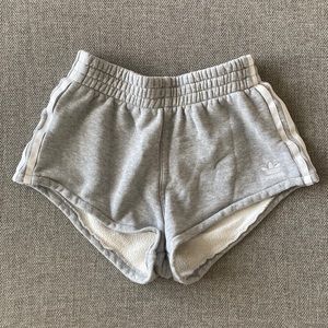 Adidas High Waisted Grey Lounge Shorts 3 Stripes
